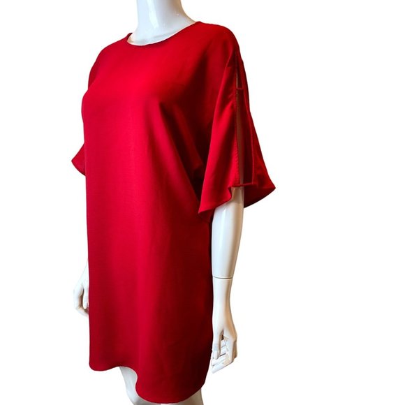 The Fifth Label Women's Casual Shift Dress Back Keyhole Short Sleeves Red SZ M - Picture 2 of 8